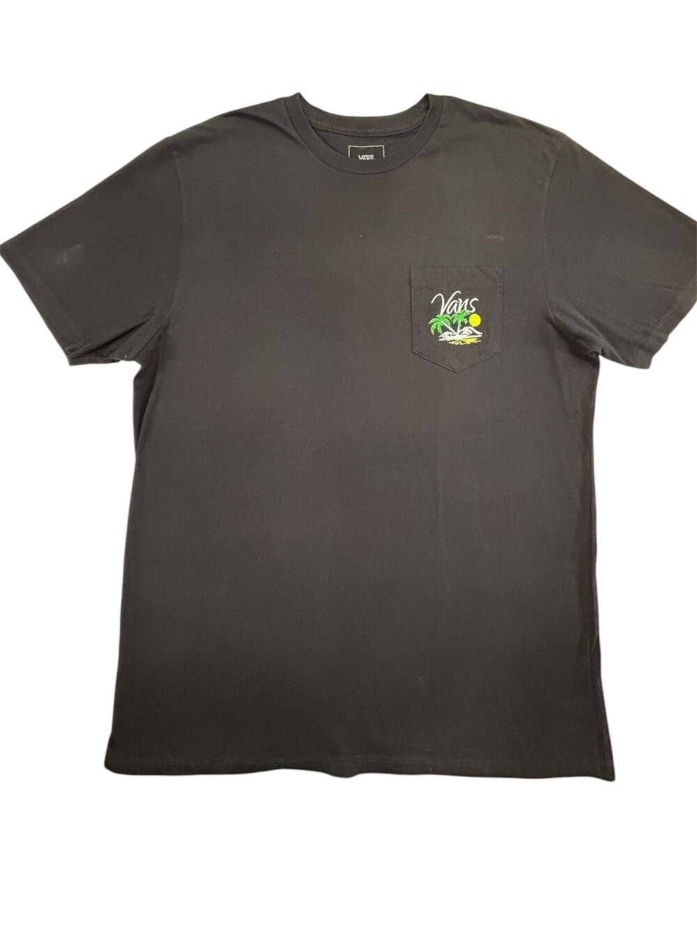 Vans Palm Trees Graphic Pocket T-Shirt Custom Fit Black